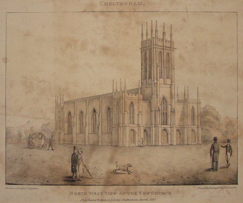 Lithograph - North West View of the New Church. - Egerton